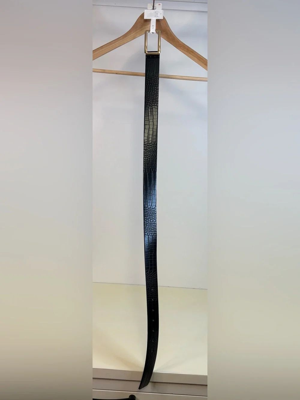 NWT A new day Black Croc-Embossed Belt with Gold-Tone Buckle sz XS